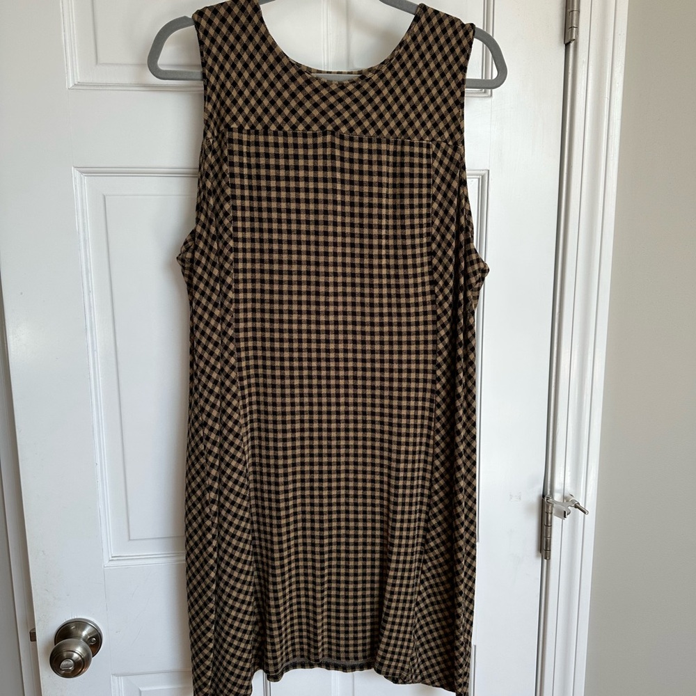 J. Jill Black and Brown Checkered Midi Dress